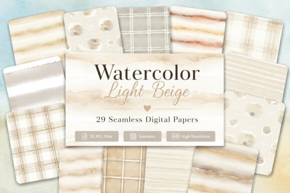 Download Watercolor Light Beige Seamless Pattern - Beige Collection