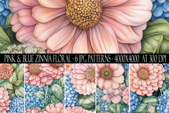Download Pink and Blue Zinnia Flower Patterns - Flower pattern Collection