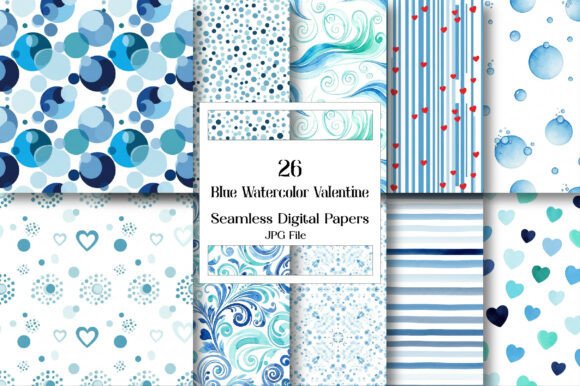 Download Blue Watercolor Valentine Digital Paper - Premium Resources