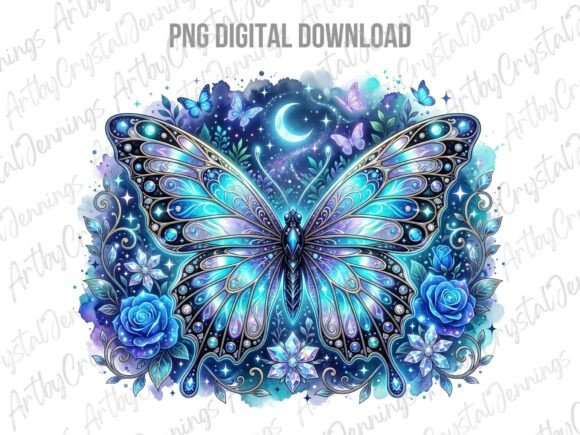 Download Floral Celestial Blue Butterfly PNG - Celestial Collection