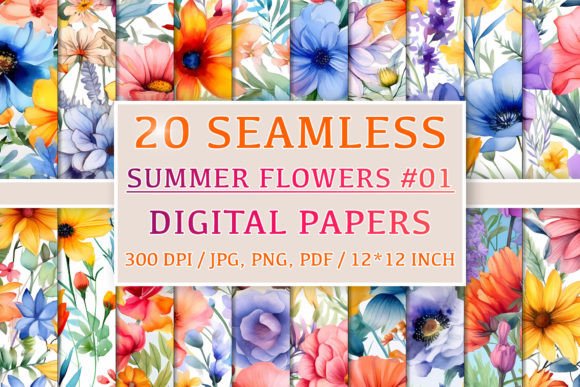 Download 20 Seamless Summer Flower Patterns #1 - Flower pattern Collection